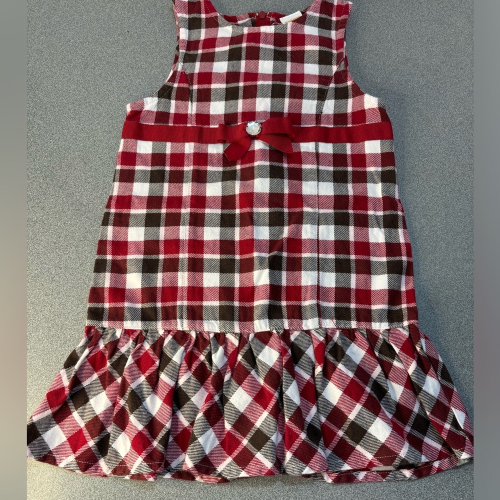 Gymboree 3 sleeveless‎ plaid check shift dress bow dressy special occasion